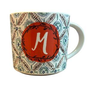 Anthropologie Oscar Wilde Friendship Mug with Red M Monogrammed Accent